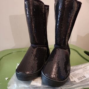 Sequin Black Boots